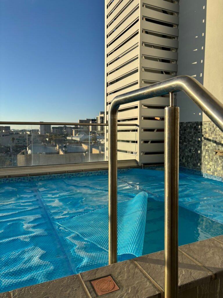 Rooftop pool with city view